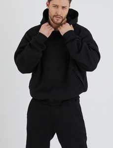 Vente en gros de survêtements en coton épais uni pour hommes, survêtement à capuche personnalisé, survêtement de gym, ensemble deux pièces avec capuche surdimensionné - Product Image 4