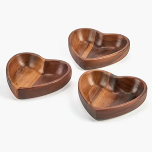 <b>Heart</b> Out Set of 3 Small Acacia Wood <b>Bowls</b> - Product Image 1
