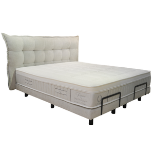 Base de lit de luxe en acier avec tête de lit confortable et haut de gamme, design capitonné profond avec dossier ailé pour chambre à coucher - Product Image 3