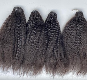 VQ Hair Natural Black Unprocessed Raw Vietnamese Virgin Kinky Straight Machine Doble Trama 100gr Bundles Extensiones de cabello humano - Product Image 2