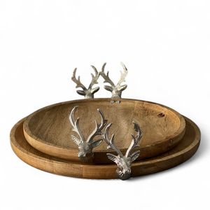 จานเสิร์ฟทำจากไม้ทรงกลมมีหูจับโลหะจานราคาประหยัดและจานสำหรับโรงแรมและร้านอาหารชุบด้วยไม้ - Product Image 3