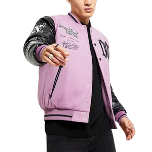 Chaqueta Universitaria de Invierno Personalizada para Hombre, Patrón de Letras Bordadas en Chenilla, Logotipo Frontal, Parche de Cuero Personalizado en la Manga, Chaquetas para Hombre - Product Image 2