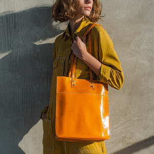 Sac fourre-tout en cuir uni OEM femmes Streetwear épaule fronde sacs fourre-tout dames mode porter brillant cuir sac à bandoulière dames - Product Image 1