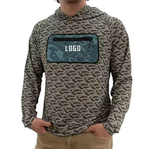 Sudadera con capucha de pesca por sublimación personalizada para hombre con protección solar y rendimiento impermeable para uso al aire libre - Product Image 4