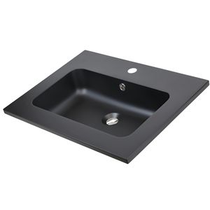 Lavabo da bagno in resina nero opaco 81x46x16.5 cm con confezione da 1 integrata - Product Image 1