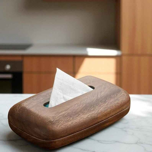 Boîte à mouchoirs rectangulaire en bois de noyer noir massif, artisanale, haut de gamme et durable, support classique pour distributeur de mouchoirs faciaux - Product Image 4