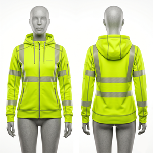 Sudadera con Capucha de Trabajo de Forro Polar de Poliéster de 320 GSM para Hombre y Mujer, Diseño de Panel Reflectante de Alta Visibilidad en Color Lima, Bordado Personalizado, Impresión por Sublimación - Product Image 6