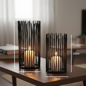 Faroles Negros Modernos, Artesanía Metálica Elegante, Perfectos para Sala de Estar, Mesa de Comedor, Patio, Jardín y Decoración de Entrada, de la India - Product Image 4