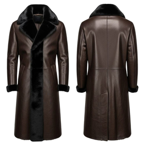 Trending 2025 Genuine Leather Eco-Friendly Winter Coat Premium Handmade <b>Men's</b> <b>Long</b> Trench <b>Jacket</b> for Fashion & Lifestyle - Product Image 3