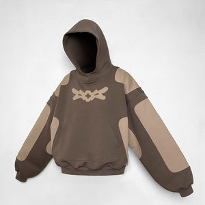Personalizado moda juvenil elegante Patchwork Color bloqueado liso para imprimir hombres algodón pulóver Sudadera con capucha de gran tamaño pesado Sudadera con capucha - Product Image 1