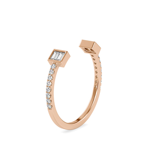 Anillo Abierto con Diamante Cultivado en Laboratorio de 0.30 CTW |   Anillo de Diamantes con Corte Baguette, Certificado SGL, Oro Sólido de 14K, Ajustable para Mujer - Product Image 3