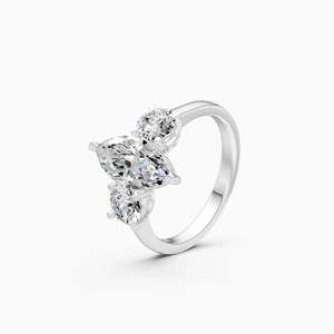 Ever Classic Three Stone Lab Grown Diamond <b>Statement</b> <b>Ring</b> Featuring 2.48 Ct Round In 9K Yellow White And Rose Gold - Product Image 3
