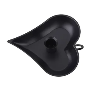 Bougeoir décoratif de mariage de table de prix bon marché de fantaisie en forme de coeur bougeoir de luxe de revêtement de poudre noire de fer en métal - Product Image 1