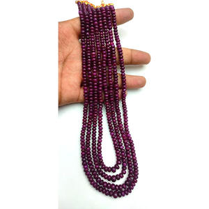 Yed rubí-collar de 4 capas con cuentas de rubí teñido rosa, longitud de 22 pulgadas, 4-6mm - Product Image 4