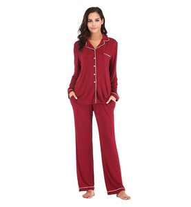 Pjs Sets Pijamas Conjuntos Mujeres Venta al por mayor Algodón Ropa de dormir Sleep & Lounge Wear Señoras Pijamas suaves de manga larga - Product Image 1