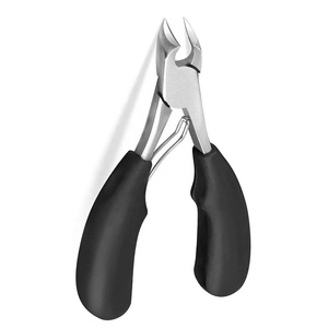 Coupe-ongles en acier inoxydable robuste Pinces de beauté pour manucure avec poignée en caoutchouc noir et action de ressort pour les doigts - Product Image 1