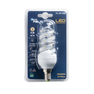 Ampoule en forme de maïs spiralée, culot fin E14, lumière chaude/jaune 3000K, 5W/7W, Don Feliz - Product Image 2