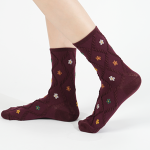 Chaussettes en coton pour femmes Kikiya, motif floral mignon, chaussettes décontractées respirantes quotidiennes coréennes, imprimé floral - Product Image 4