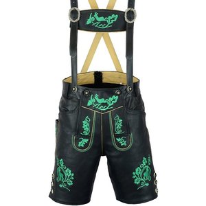 Listo para enviar: Lederhosen bávaros de cuero – Pantalones de cuero negros para hombre con bordados – Tallas EU 46–62 en stock - Product Image 2