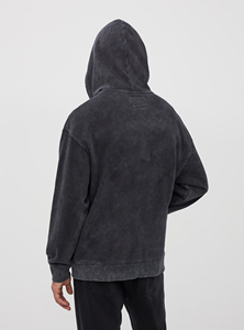Nouveau Style fermeture éclair vers le haut hommes plaine lavage à l'acide sweats à capuche vêtements pour hommes hiver sweat à capuche thermique OEM hommes lavage à l'acide à capuche - Product Image 2