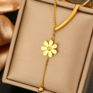 Collane in Acciaio Inossidabile Semplici e alla Moda per Donne, Collane con Margherita, Perla e Zircone Quadrato Resistenti allo Sbiadimento - Product Image 3