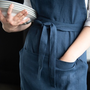 Adjustable Full Linen Bib <b>Apron</b> for Women Handmade Gift with Pockets for Cooking Enthusiast Available in Various Colors - Product Image 2