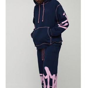 Ensemble de survêtement en molleton de coton d'hiver de haute qualité, imprimé, surdimensionné, pour homme, avec poche kangourou à capuche, cordon de serrage, séchage rapide - Product Image 3