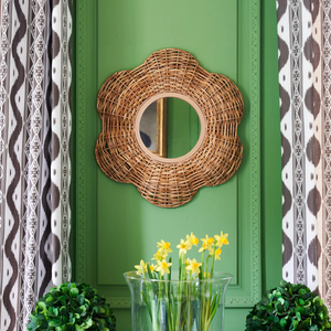 Elegante espejo de pared artesanal contemporáneo tejido a mano jacinto de agua de Vietnam encanto estético Natural ecológico para decoración del hogar - Product Image 2