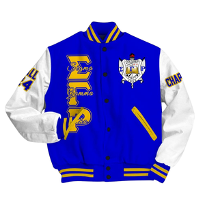 แจ็คเก็ต Sigma แกมม่า Rho 1922 Royal Varsity เลตเตอร์แมนเสื้อผ้าชีวิตแบบกรีกเสื้อผ้าแฟชั่นแรงบันดาลใจจากพุดเดิ้ล - Product Image 4