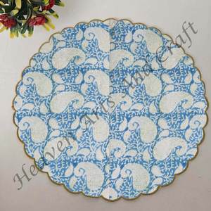 Handmade Printed Modern Round Table Napkin 100% Cotton Unique Design for <b>Airplane</b>, Hotels and Home Use EN103 - Product Image 5