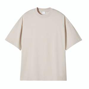 เสื้อยืดผ้าฝ้าย100% โอเวอร์ไซส์ไหล่ตกโลโก้ออกแบบได้เองเสื้อผ้าแนวสตรีทคอกลมพิมพ์ลายสีทึบปรับแต่งโลโก้ได้ - Product Image 4