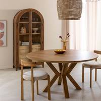 Mesa de comedor redonda de madera de mango