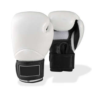 Guantes de Boxeo Profesionales de Alta Calidad, Transpirables, de Cuero Blanco Genuino para Práctica de Artes Marciales - Product Image 1