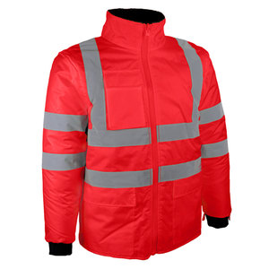Chaqueta de Lona Acolchada con Capucha de Seguridad Reflectante Personalizada para Hombre, Impermeable, Transpirable, de Alta Visibilidad, Ropa de Trabajo de Invierno para Guardias de Seguridad - Product Image 1
