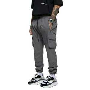 Pantalones Deportivos de Algodón para Hombre, Estilo Urbano, Cintura Elástica, Hip Hop, Lisos, Tejido, Tallas Grandes, Tipo Cargo - Product Image 5