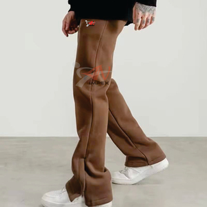 กางเกงวอร์มผู้ชาย OEM สีพื้นเรียบง่าย สไตล์ลำลอง แฟชั่นสตรีทแวร์ ทรงหลวม ขาตรง ดีไซน์จีบ - Product Image 4