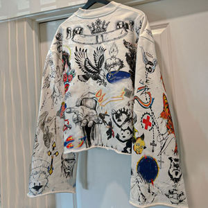 เสื้อยืดผ้าฝ้ายพิมพ์ลายกราฟิกแนววินเทจสำหรับผู้ชายเสื้อโอเวอร์ไซส์แขนยาวสองชั้นเสื้อล้างกรดซีด - Product Image 5