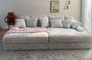 Moderno sofá comprimido al vacío felpa PANA sofá seccional sala de estar dormitorio reclinable perezoso sofá cama muebles embalaje en caja - Product Image 2