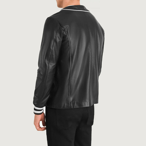 Chaqueta universitaria personalizada para hombre con cuerpo de lana y mangas de cuero, chaquetas universitarias de béisbol con logotipo bordado Letterman - Product Image 5