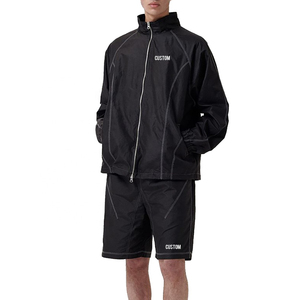 Custom <b>Zip</b> up Lightweight Nylon Tracksuit for <b>Men</b> Blank Loose Fit Summer Windbreaker <b>Shorts</b> Set Two Piece high quality - Product Image 5