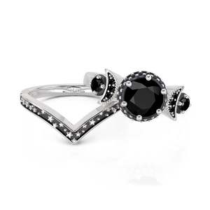 Ensemble de bagues Jeulia Dark Moon and Star Aged pour mariage - Product Image 2