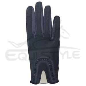 Guantes de equitación azules para mujer con pantalla táctil, guantes ecuestres con ribete brillante elegante, estilo moderno, guantes de equitación para mujer al por mayor - Product Image 3