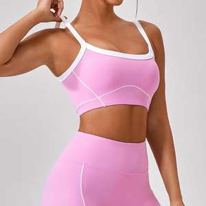 2025 vente d'usine directe sans couture Fitness survêtement entraînement Yoga ensemble pour femmes solide soutien-gorge grande taille XL XXL taille cordon de serrage - Product Image 3