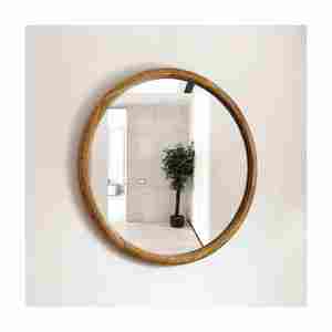 Meilleures ventes à bas prix grand miroir mural rond en bois décor de chambre d'amis cadre en bois rond pour chambre à coucher - Product Image 6