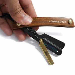 Navaja de barbero profesional premium con mango de madera, hoja recta de acero inoxidable, precio de fábrica, para salón. - Product Image 6