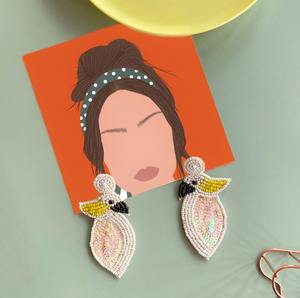 Pendientes bordados hechos a mano de alta calidad del fabricante para mujer, diseño clásico, tamaño pequeño, joyería de moda para niñas, costura - Product Image 4