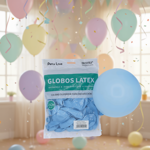 Palloncini in lattice Party Love 25 cm R10 blu pastello per decorazioni - Product Image 3