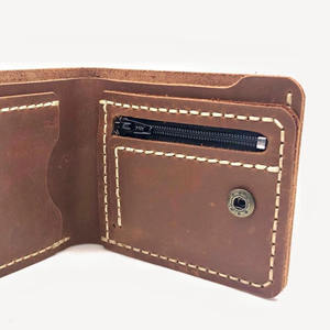 Customizable <b>Men's</b> Vintage Leather Bifold WML-0079 Slim Short Card Holder <b>Money</b> <b>Clip</b> Simple Design Anti-Theft Feature for Daily - Product Image 5