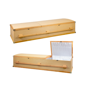 DSP LTD Vietnam-conçu en bois naturel Style américain pliable couvercle en arc poignée cercueil adulte fournitures funéraires sépultures européennes - Product Image 1