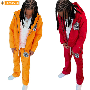 SAMAVIA Regular Fit Conjunto de chándal de manga completa hecho de mezcla de algodón y poliéster para ropa informal y atlética - Product Image 4